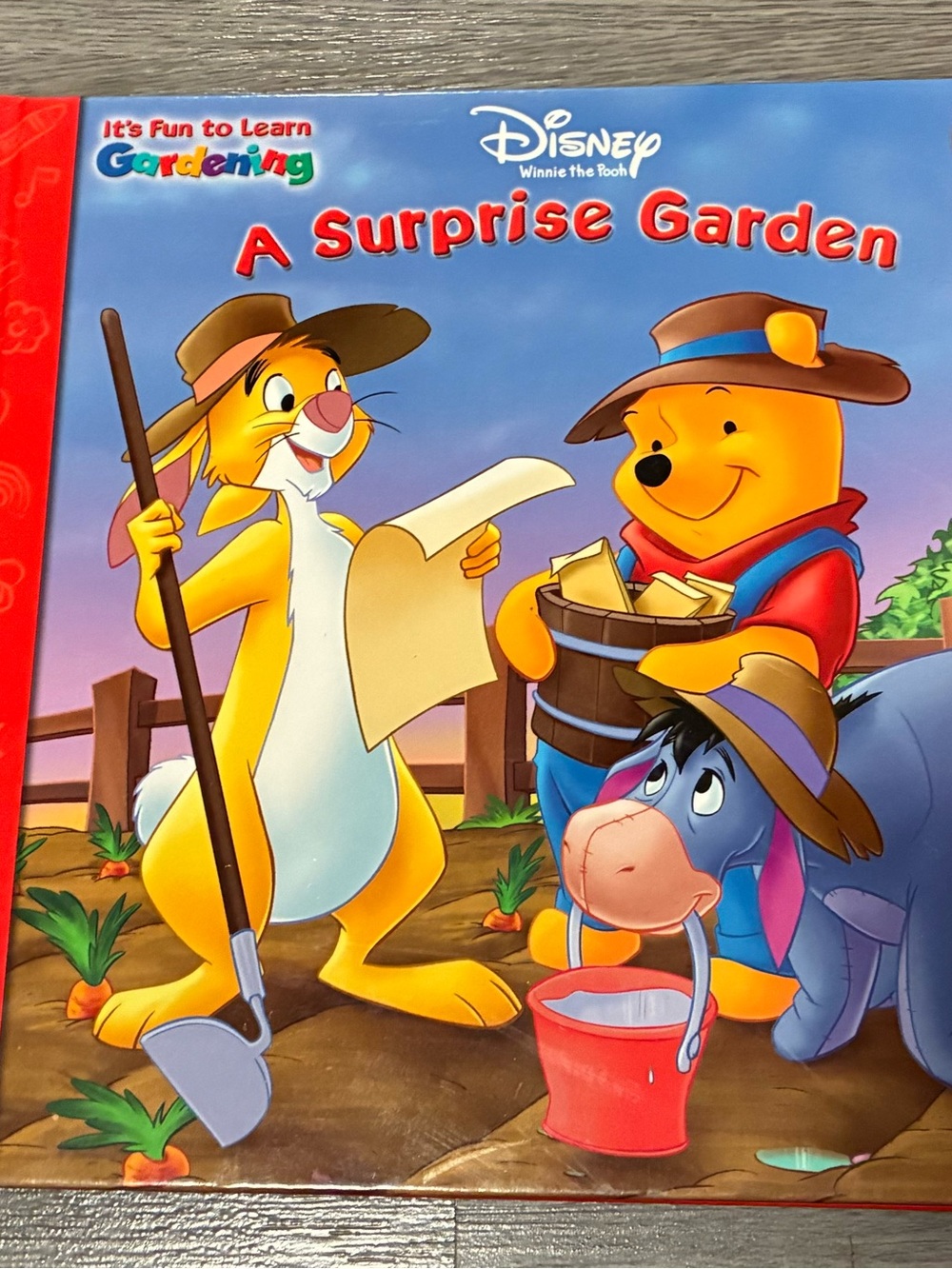 Disney Red and Yellow Winnie the Pooh Garden Illustration